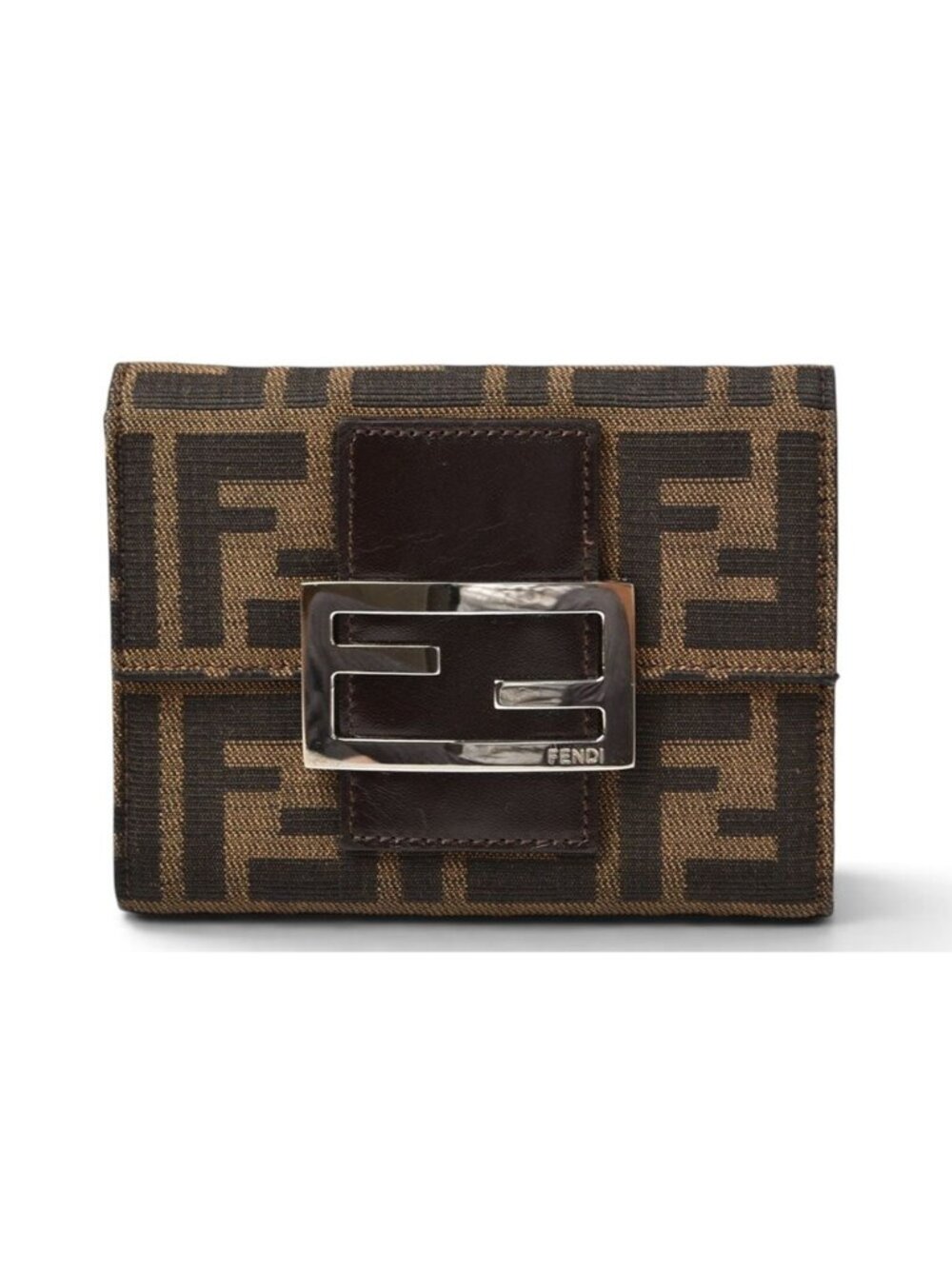 Fendi Wallet Bifold Fold Zucca Pattern Brown